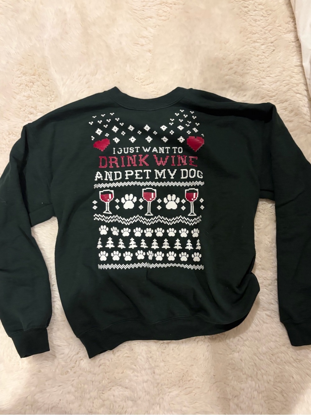 Gildan Dark Green Crewneck Sweatshirt with Red and White Graphic
